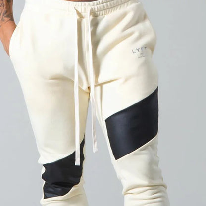 2026 New Fitness Casual Trousers Winter, Spring and Autumn, Splicing Drawstring Combed Cotton Made Sports Men's Trousers