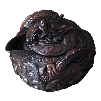 Jianshui Clay Purple Pottery Carving Dragon Teapot Hand Painted Antique Relief Teapot Household Teapot Kungfu Tea Set Kettle