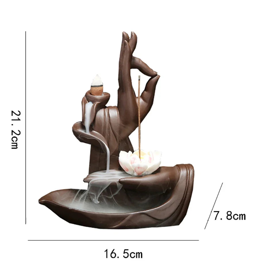 Creative Ceramic Purple Sand Incense Burner Zen Buddhist Hand Backflow Censer Lotus Dragon Shape Incense Stove Home Decorations