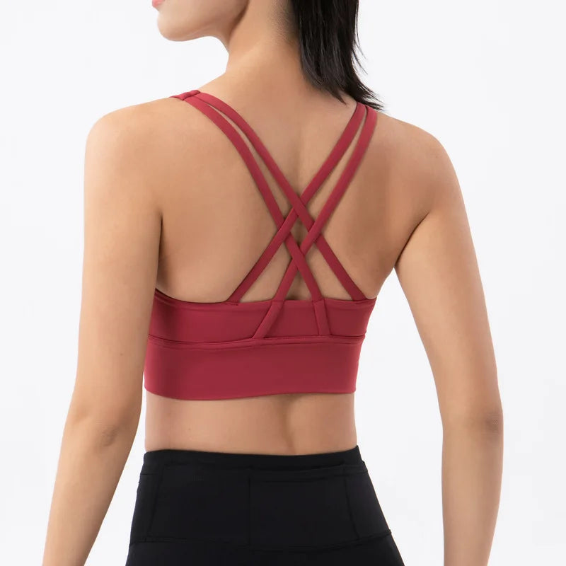 TRY TO BN Women Bra Yoga Sports Bralette Nylon Breathable Fitness Top Underwear Cross Sexy Back  Anti-Shake Gym Female Bras