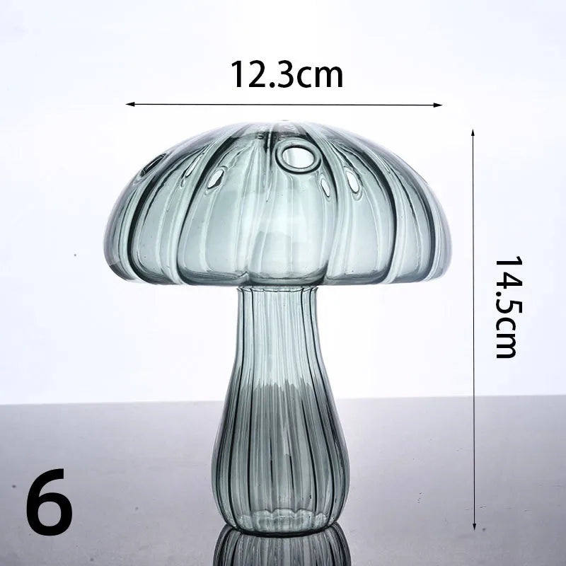 New Mushroom Glass Vase Creative Plant Hydroponic Vase Home Transparent Aromatherapy Bottle Small Vase Table Flower Decorations
