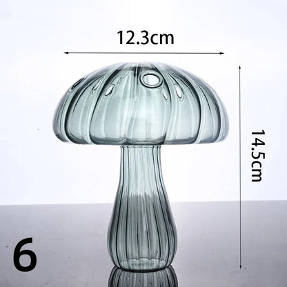 New Mushroom Glass Vase Creative Plant Hydroponic Vase Home Transparent Aromatherapy Bottle Small Vase Table Flower Decorations