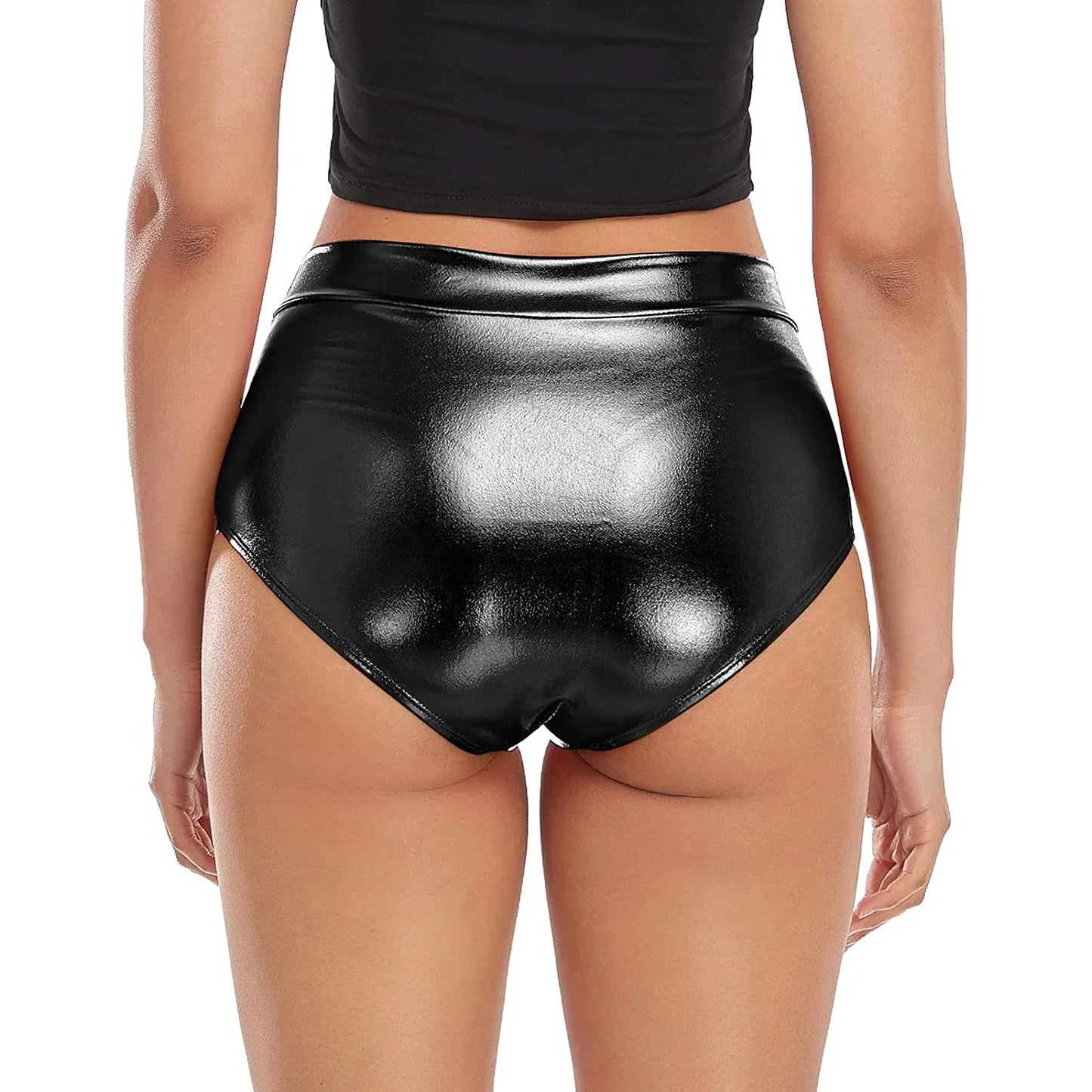 Speerise Women Mid Waist Metallic Shorts For Adults Ballet Performance Dance Bottoms Basic Booty Shorts Fitness Underpants Girls