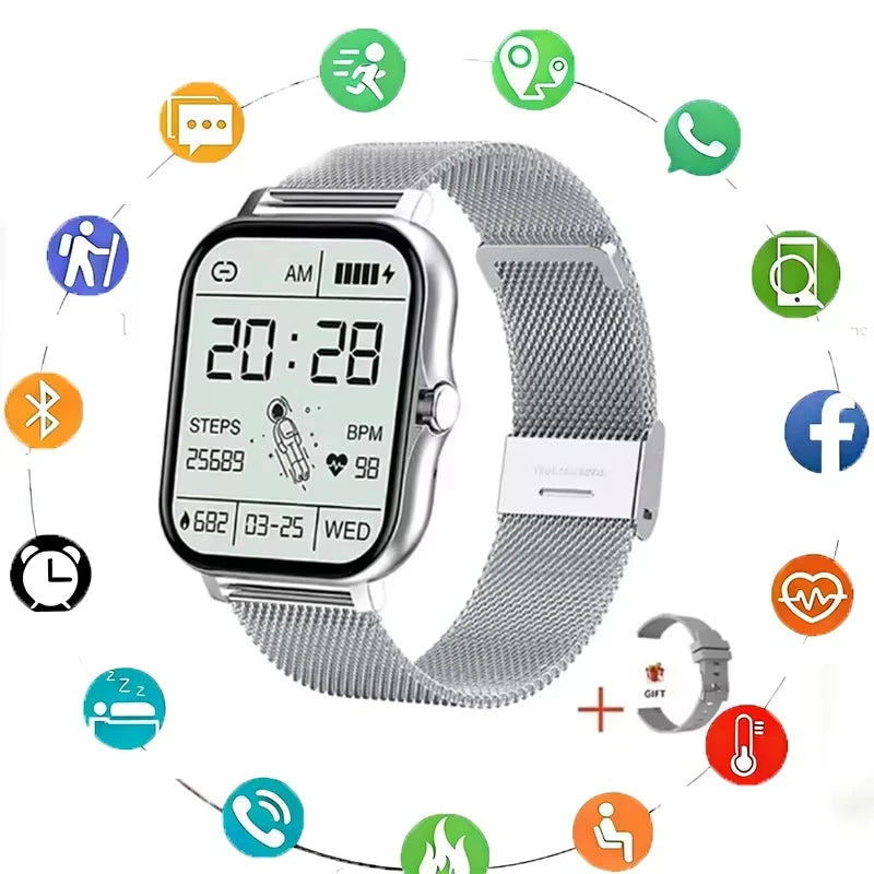 Lenovo 2026 New Full Touch Screen Smart Watch for Men Women Gift Sports Fitness Watch Bluetooth Call Digital Smartwatch