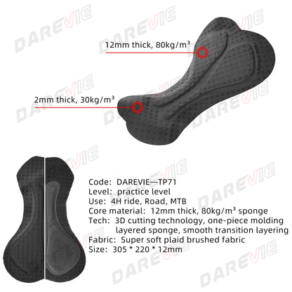 DAREVIE Man's Cycling Underwear MTB Road 80kg/m³ 3D Cut Shockproof Sponge Pad Shorts For Men Anti-Slip Underpant Mens Shorts