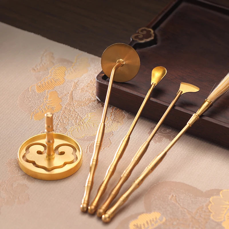 Copper incense set entry primary incense seal tools incense press gift box household indoor incense burner supplies decoration