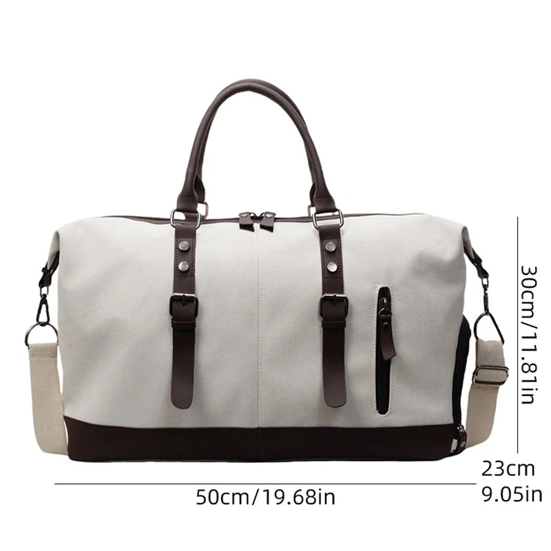 Canvas Travel Duffel Shoulder Crossbody Bag Shoes Compartment Gym Fitness Outdoor Short Distance Bag Luggage Weekend Handbag