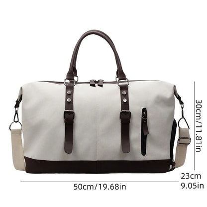 Canvas Travel Duffel Shoulder Crossbody Bag Shoes Compartment Gym Fitness Outdoor Short Distance Bag Luggage Weekend Handbag