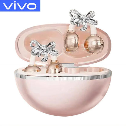 VIVO Clip-on Earbuds Wireless Bluetooth Open Ear Headphones with Detachable Crystal Bowknot Earrings Sports Fitness Workouts