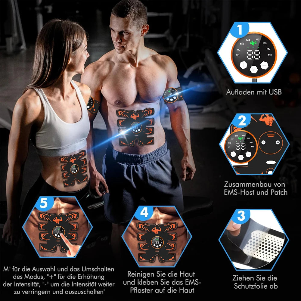 Smart Wireless EMS Abdominal Stimulator and Butt Lifter - Rechargeable Body Shaper Fitness Equipment for Home Use