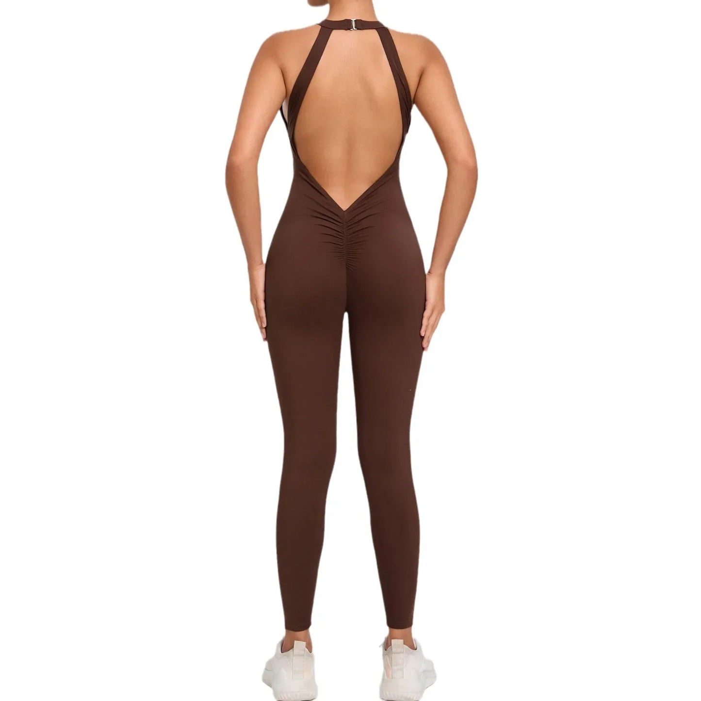 Sports Jumpsuit Woman Gym Sexy Long Jumpsuits One Pieces Fitness Overalls Sportswear Mono Mujer Coffee Body Women Clothes New