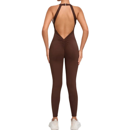 Sports Jumpsuit Woman Gym Sexy Long Jumpsuits One Pieces Fitness Overalls Sportswear Mono Mujer Coffee Body Women Clothes New