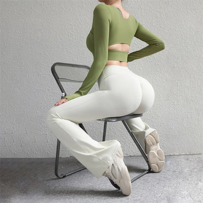 TRY TO BN Flare Scrunch Leggings Yoga Pants Fitness Workout High Waist Sports Leggings Push Up Tights Women Gym Outfits Clothing
