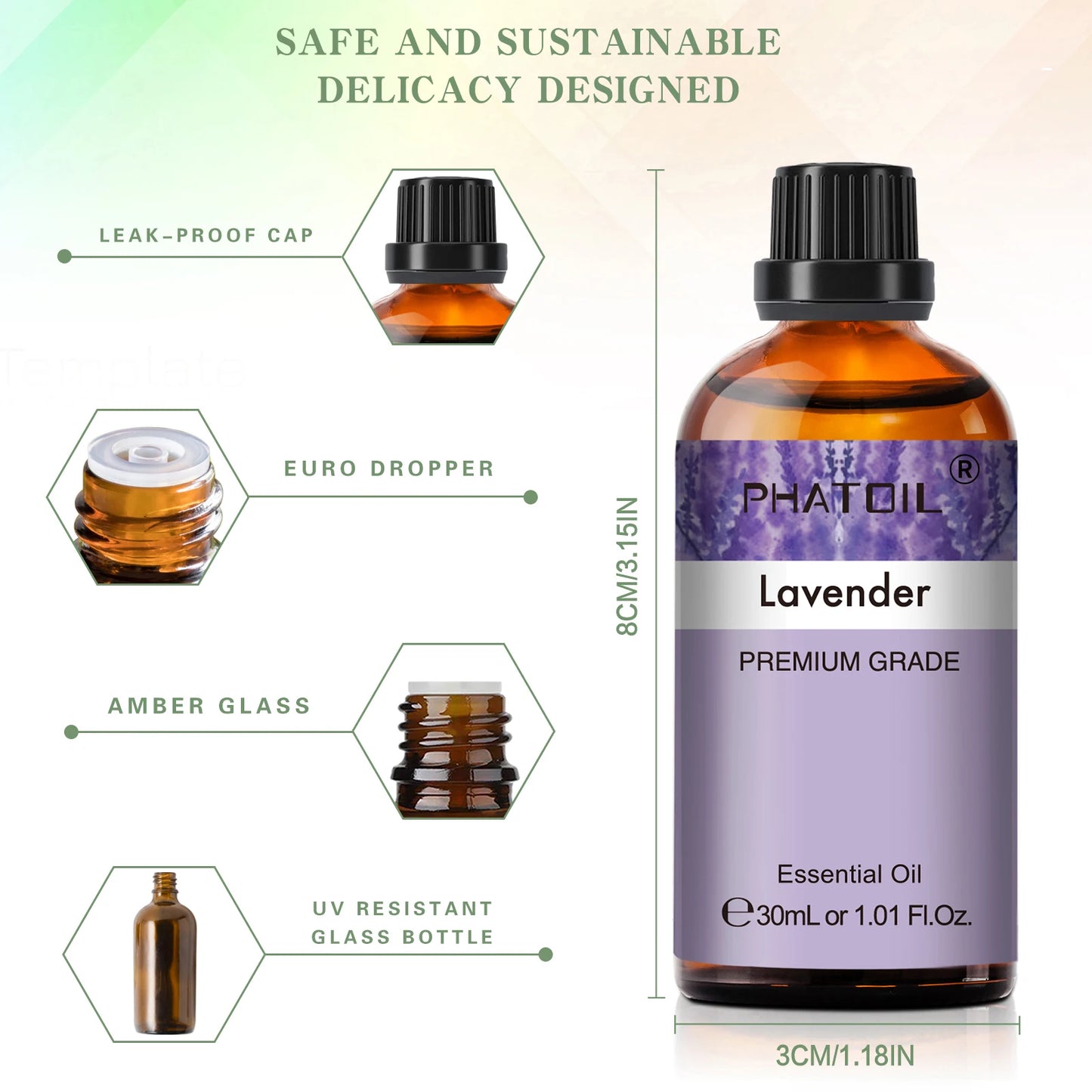 PHATOIL Reed Diffuser Essential Oil For Aromatherapy-30ml Lavender Lemon Eucalyptus Sweet Orange Sandalwood Aroma Essential Oils