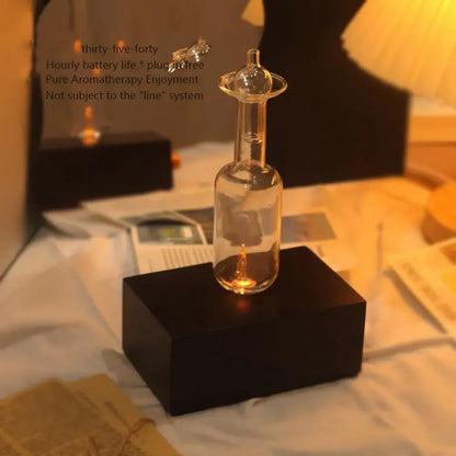 Waterless Fragrance Diffuser For Essential Oil 2600MAH Aromatherapy Diffuser Machine Glass & Wood Base Home Freshener Device