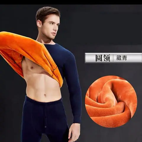 Men Woman Fleece Thicken Thermal Underwear Suit Winter O Neck Super Soft Long Sleeve Tops Leggings Long Johns Homewear Set