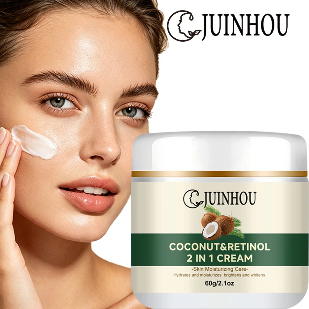 JUINHOU Natural Coconut Oil Brightening Face Cream Deep Hydrating Moisturizer Brighten Face Gentle Daily Skin for All Skin Types
