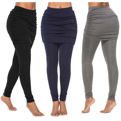 Pack hip side pleated skirt fake two-piece leggings women culottes leggings
