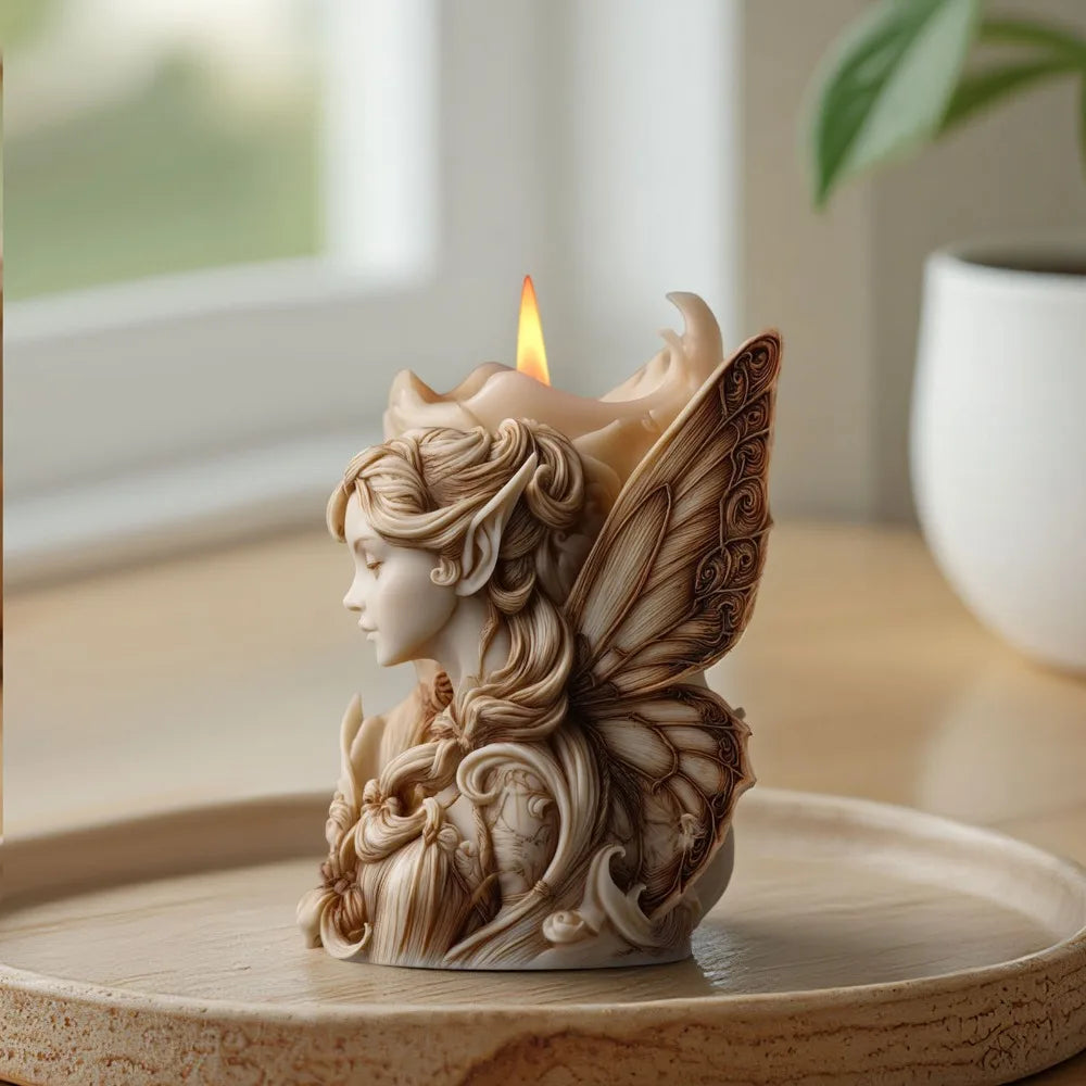Winged Angel Soywax Candle Silicone Mold 3D Flower Fairy Painting Gypsum Resin Mold DIY Beauty Sculpture Aromatherapy Home Decor