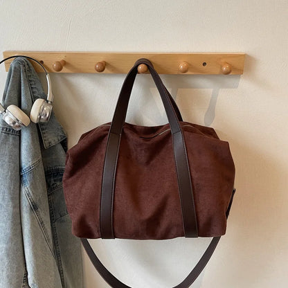 New handbag for womoen big totes Faux suede female Shoulder Crossbody Bags Large Capacity Travel Fitness bag brown bolsa