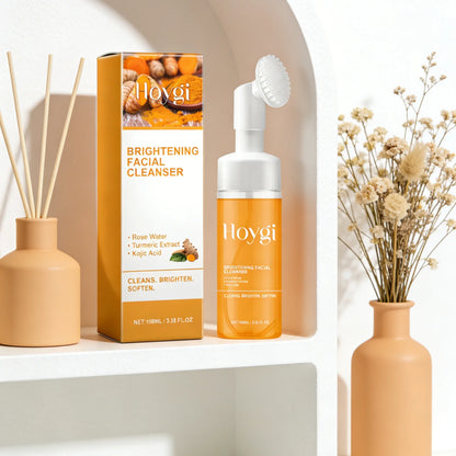 Hoygi Brightening Facial Cleanser Oil Control Deep Cleansing Softening Skin Smoothing Natural Formula Turmeric Foaming Cleanser