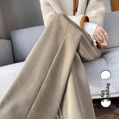 Lamb Velvet Wide Leg Pants Women's Winter New Loose Thiened Casual Straight Leggings High Waist Long Trousers