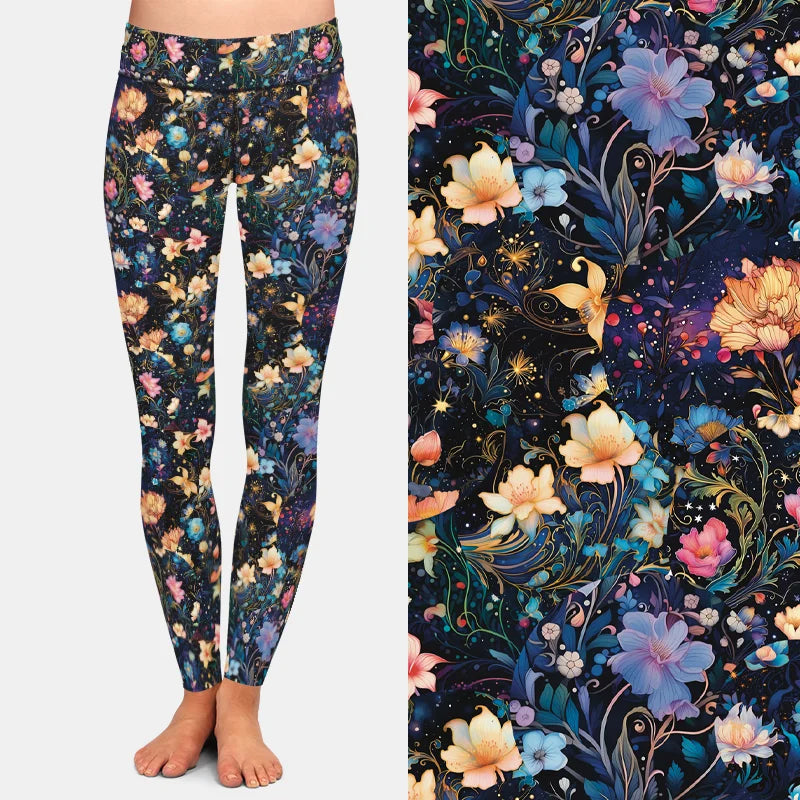 New High Waist Flower Printed Women's Leggings Sports Tight Pants High Quality High Elasticity Slim Fit Tight Pants