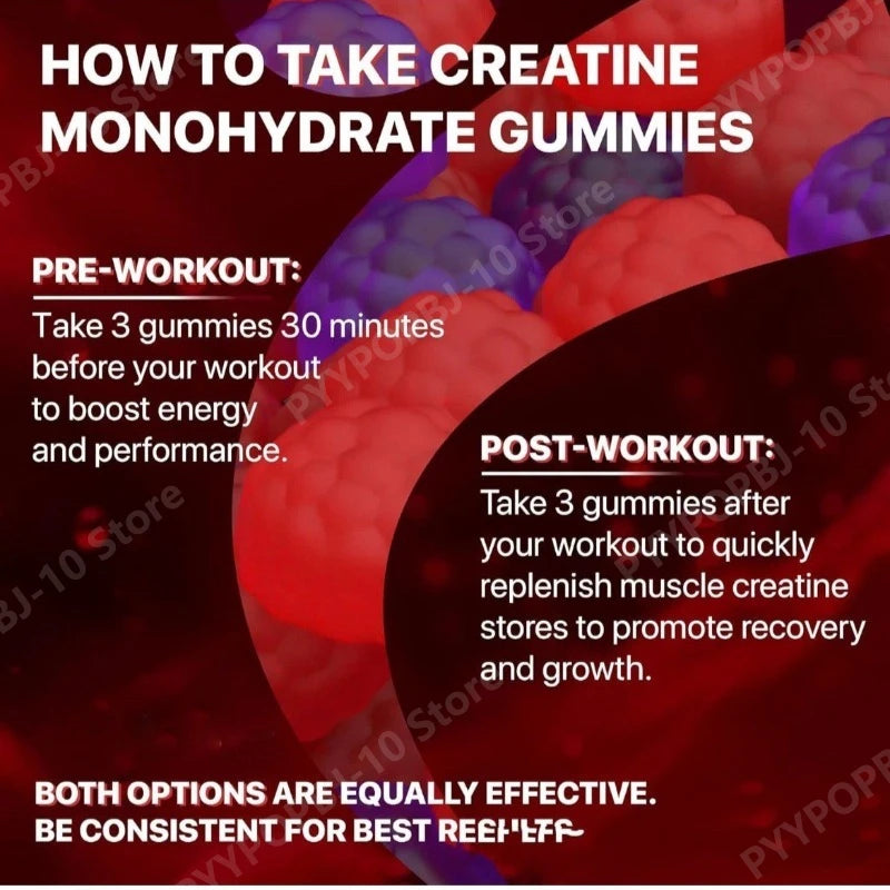 Creatine Monohydrate Gummies And Vitamins NEW 8000 mg SUGAR FREE