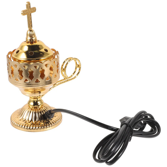 Electric Incense Burner in Home Decor Living Room Table Metal Aromatic Indoor Small Dining Church Lasting Non