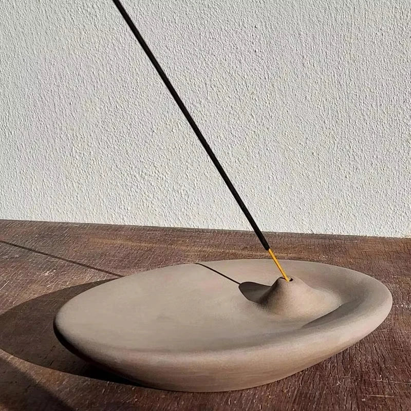 Wood Holder Incense Holder Cement Incense Burner Tray Decorative Relaxation Meditation Container Tray Yoga Home Decor Gifts
