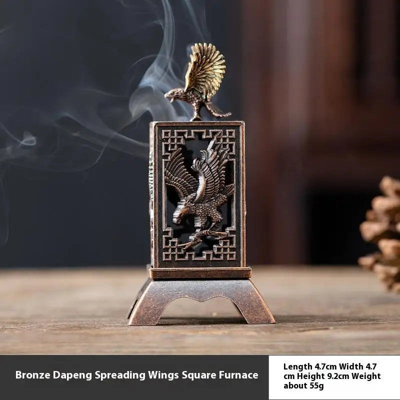 1pcs Square Vertical Chinese Incense Burners Small Alloy Incense Holder Indoor Aromatherapy Home Ornament Household Decoration