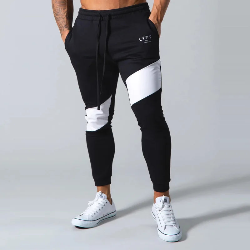 2026 New Fitness Casual Trousers Winter, Spring and Autumn, Splicing Drawstring Combed Cotton Made Sports Men's Trousers