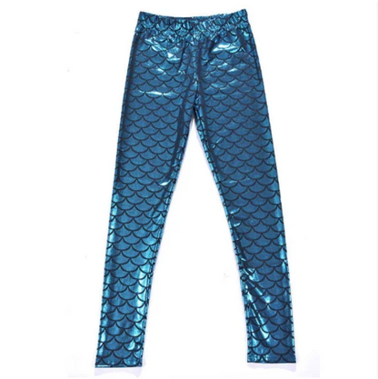 Woman Mermaid Fish Scale Leggings Slim Skinny Leggings Multicolor Printing Spring Summer Running Gym Stretchy Pants Trousers