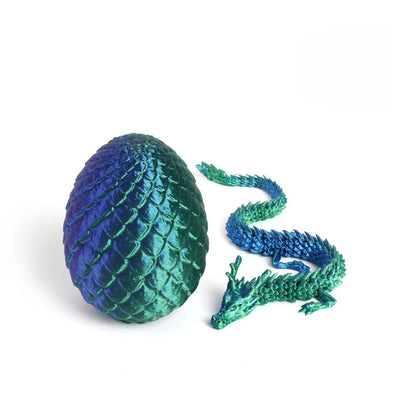 Flexible Articulated Dragon Miniature Model with Egg Decorative Craft 3D Printing Ornament for Bedroom Shelf Desktop Adornment