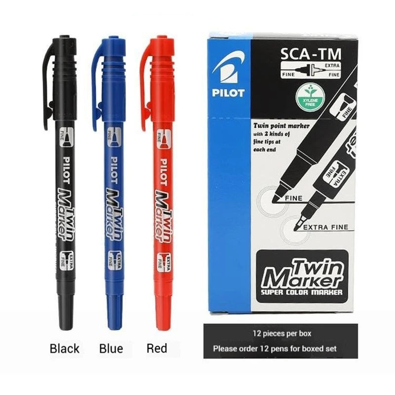 Pilot SCA-TM Dual-Tip Marker,Water-Based Vibrant Quick-Drying Twin-Tip Permanent Ink Pens for Journaling,Scrapbooking&DIY Crafts
