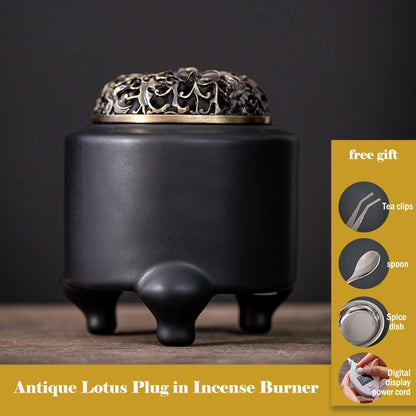 Antique lotus Plug-in style incense burner, Digital electronic temperature regulating Aromatherapy burner, Tea room decorations
