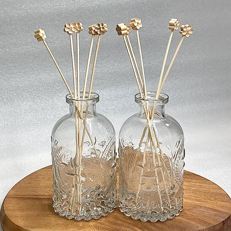 Flowers Rattan diffuser sticks Set, 6pcs/10pcs No-Flame Aromatherapy Natural Sticks with Small Flowers, Home Fragrance Decor