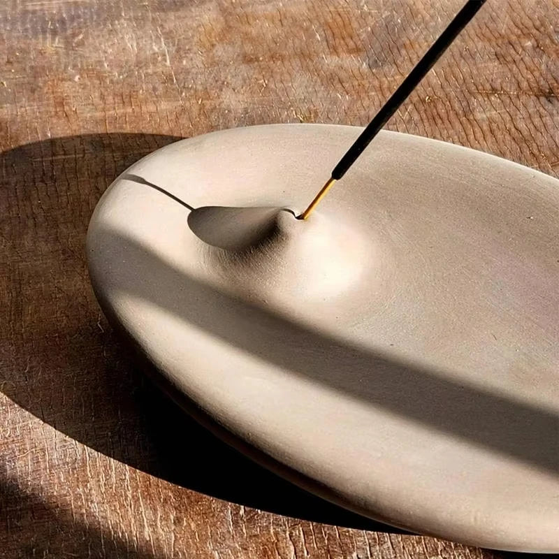 Wood Holder Incense Holder Cement Incense Burner Tray Decorative Relaxation Meditation Container Tray Yoga Home Decor Gifts
