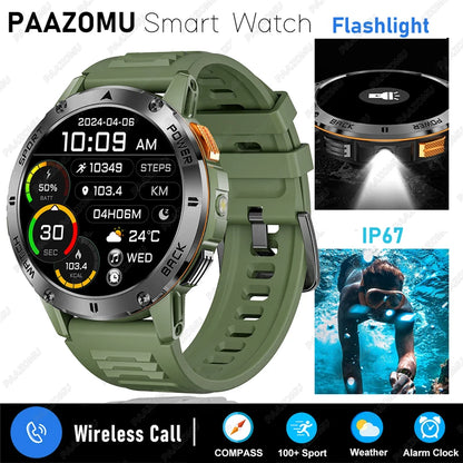 2026 New Smart Watch Men Compass Outdoor 3ATM Waterproof Sports Fitness Large Battery Bluetooth Call Smartwatch for Android iOS