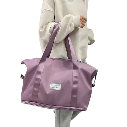 Expandable large-capacity storage luggage bag, water-resistant sports and fitness handbag, casual travel luggage bag