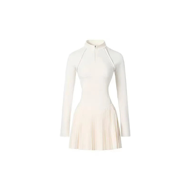 Detachable Sleeves Women's Athletic Tennis Mini Dress with Built-in Shorts for Workout Golf Fitness Sports