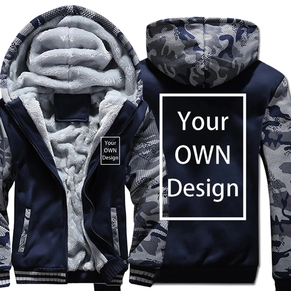 Your OWN Design Brand Logo/Picture Custom Men Women DIY Winter Thick Hoodies Sweatshirt Casual Hoody Clothes 24 Color Loose COAT