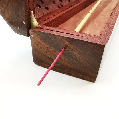 Wooden Incense Burner Indian Rosewood Hand Carved Box Yoga Healing Incense Boxes TBC810