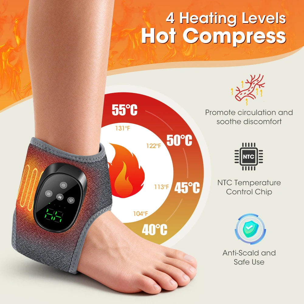 Electric Foot Massager Vibration Relaxation Ankle Massager Warm Hot Compress Ankle Brace Joint Sprain Support Ankle Protection