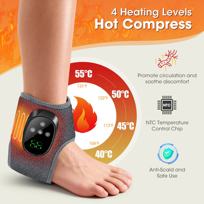 Electric Foot Massager Vibration Relaxation Ankle Massager Warm Hot Compress Ankle Brace Joint Sprain Support Ankle Protection