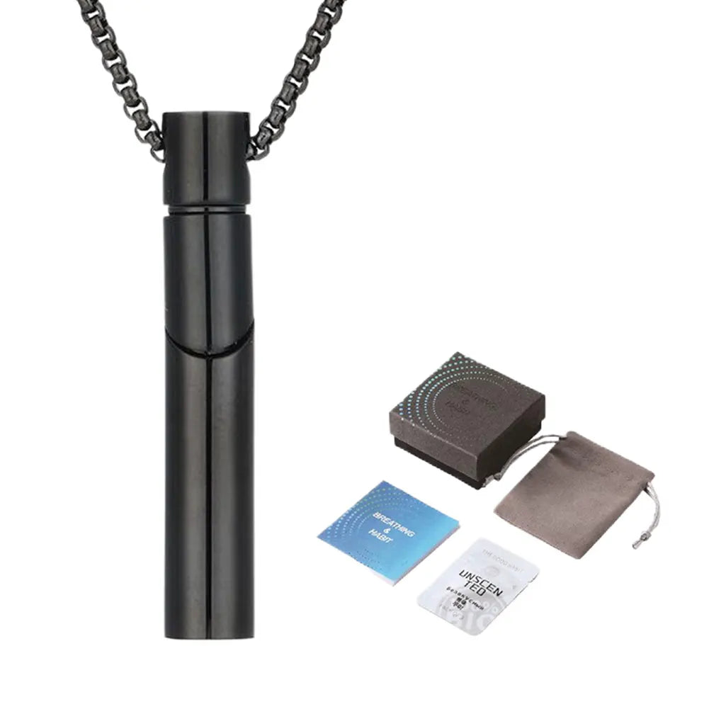 Stainless Steel Aromatherapy Necklace Chain Smoking Cessation Fum Vaporless Smokeless Inhaler for Natural Calm & Stress Relief