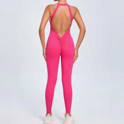 Sports Jumpsuit Woman Gym Sexy Long Jumpsuits One Pieces Fitness Overalls Sportswear Mono Mujer Coffee Body Women Clothes New