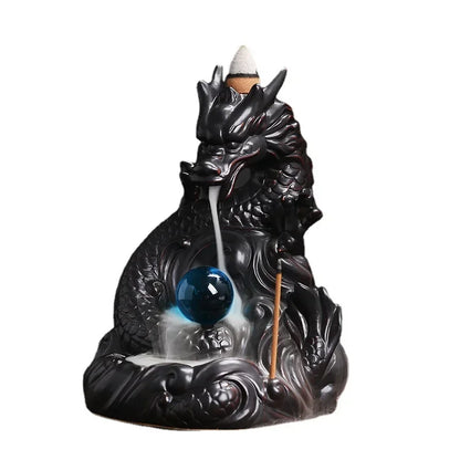 Dragon Incense Holder Ceramic Dragon Smoke Waterfall Backflow Incense Burner Censer Home Decor Home Perfume Dragons for New Year