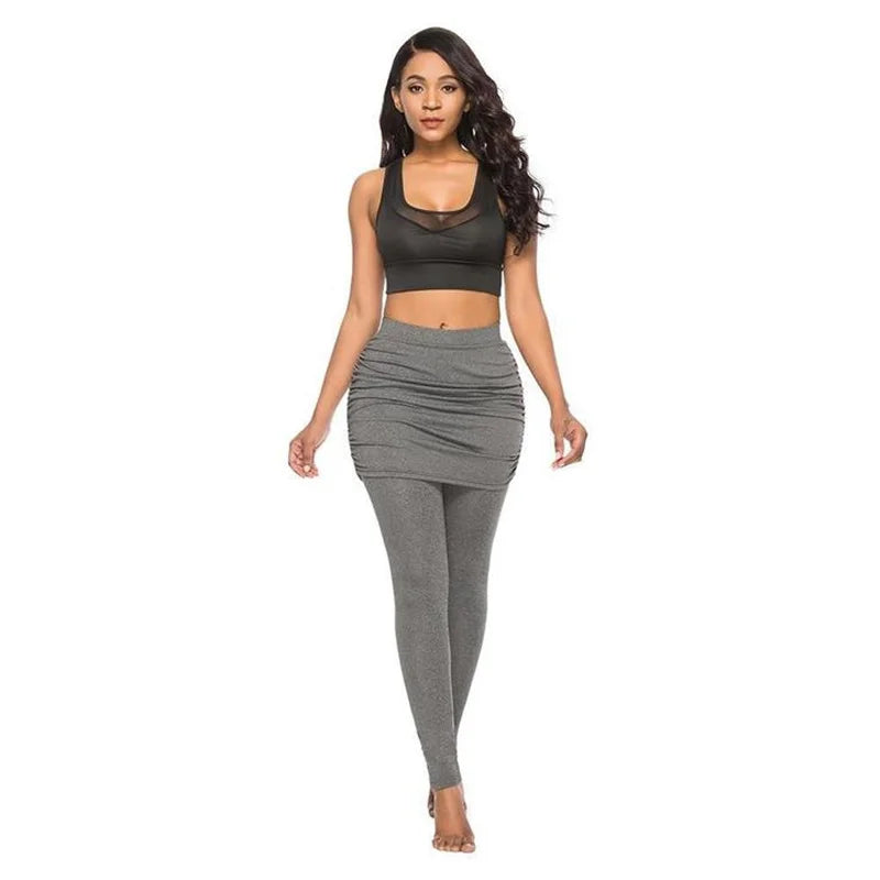 Pack hip side pleated skirt fake two-piece leggings women culottes leggings