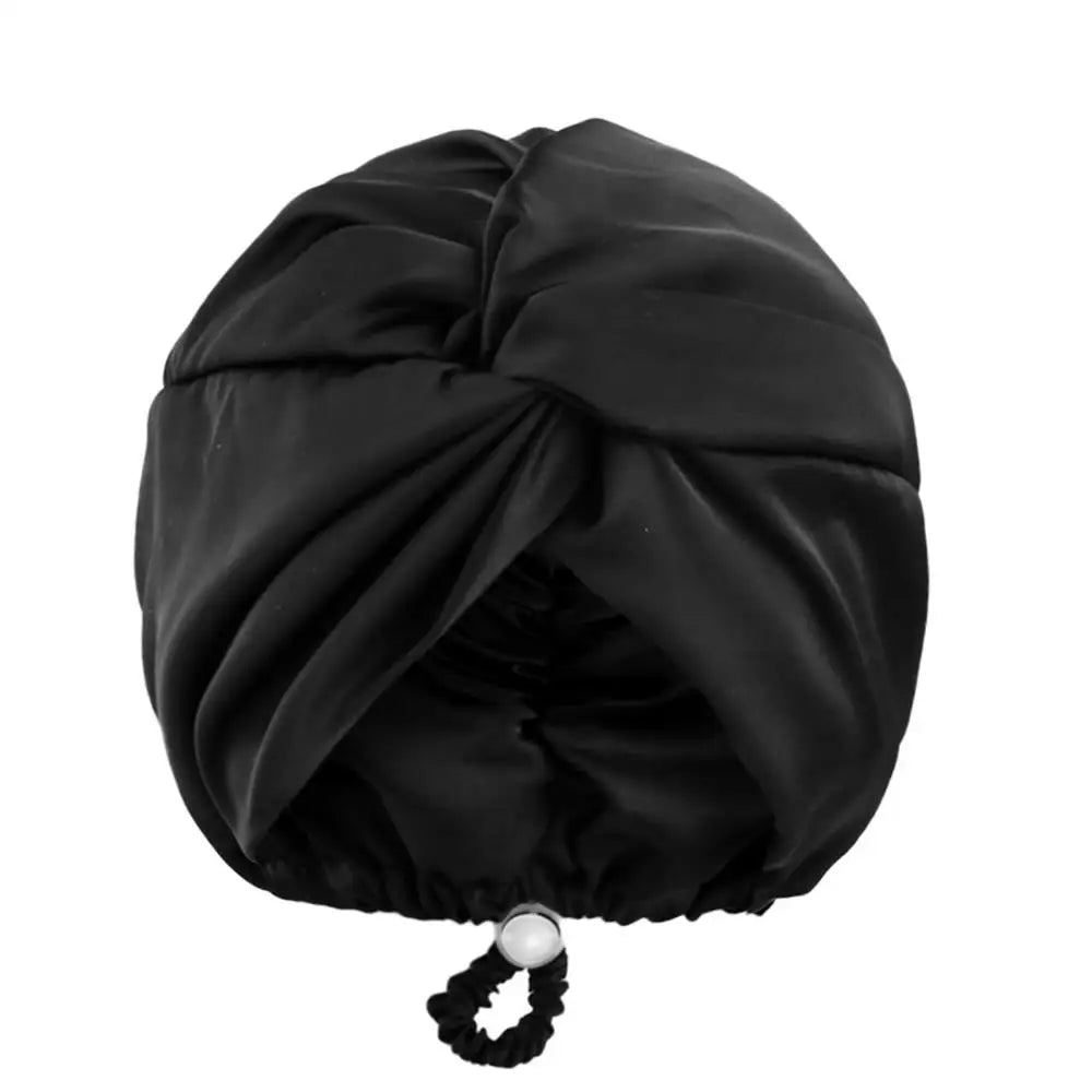 Bonnet Solid Color Silk Turban Hat For Women Soft Sleeping Night Cap Satin Hair Care Wrap Beanie Headscarf Adjust Twist Headwear